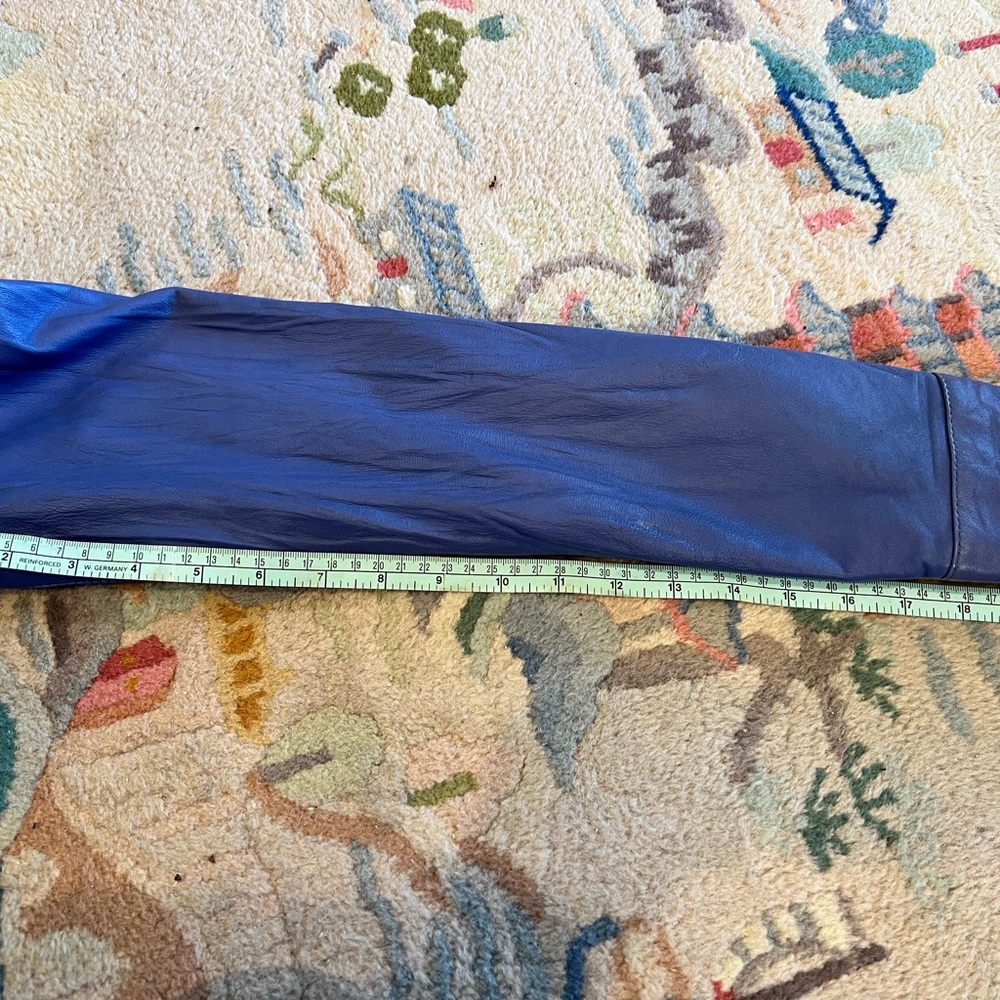 Kenna-T blue leather moto jacket with hood L - Picture 11 of 12